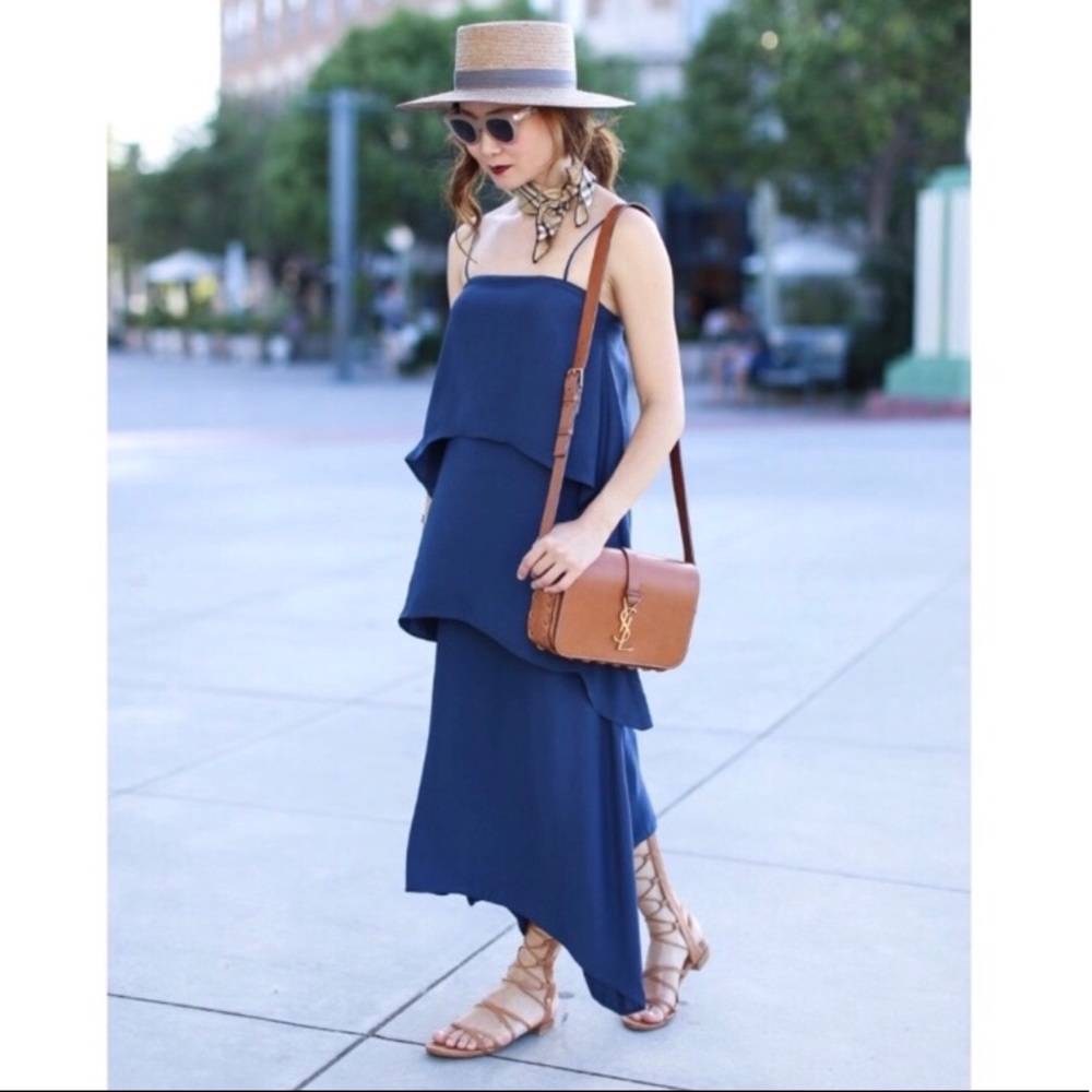 Banana Republic navy multi-tiered dress